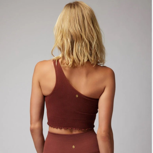 NEW☀️Spiritual Gangster WASHED BURGANDY LUNA ONE SHOULDER CROP TANK M/L $58 - Picture 2 of 7